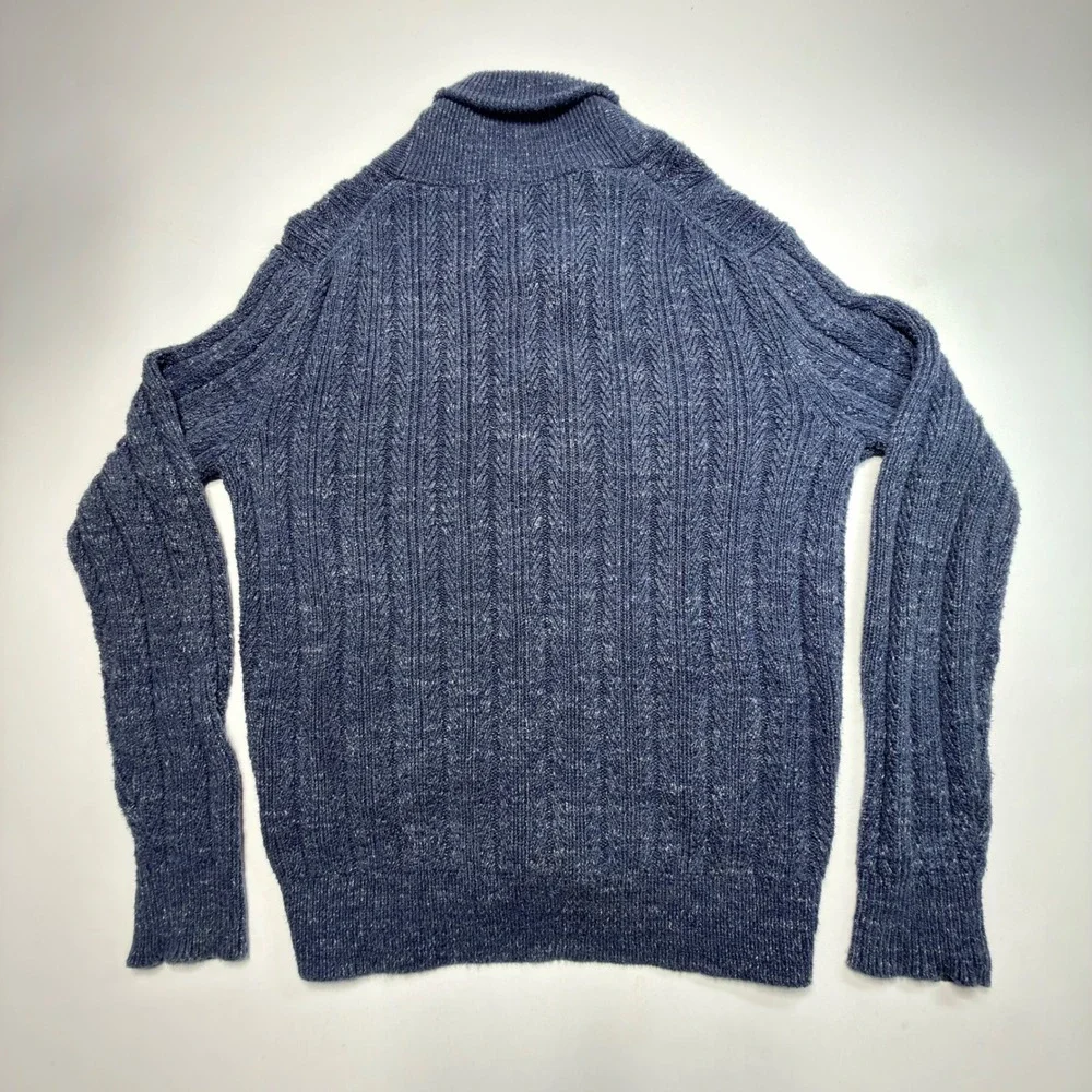 J.Crew Shawl Collar Cardigan Sweater Blue‎ Elbow Patch Cotton Men's XL